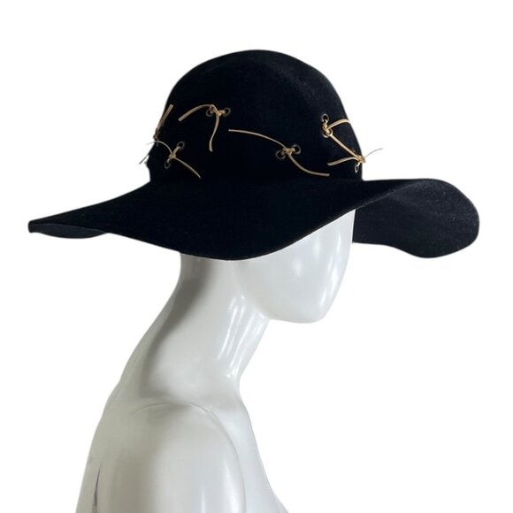 Diva Women\'s 100% Rabbit Fur Felt Hat Black Tan Ties NWT Made in Russia Cowgirl main image 12